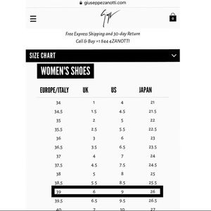Giuseppe zanotti sizing Clearance